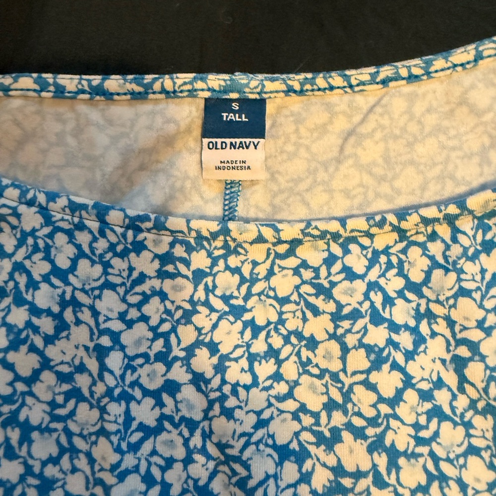 Old Navy, blue floral skater dress, size small Tall - Picture 2 of 2